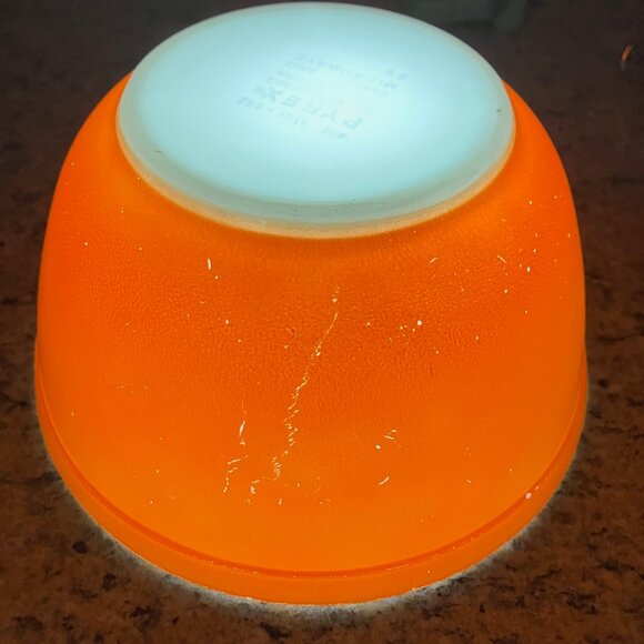 Pyrex 402 Reverse Primary Orange 1 1/2 Qt Mixing Bowl - Picture 12 of 14